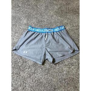 Under Armour Women’s Grey Athletic Shorts with Blue Waistband size Small